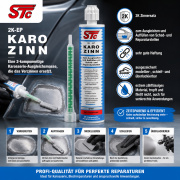STC Zinnersatz 2K Karosserie - Ausgleichsmasse inkl. 1x Mischspitze - Kartusche 265 ml / 228 g