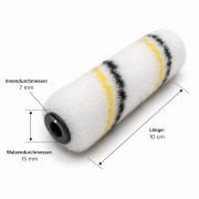 Farbrolle / Walze  Fell Kurzflor 7 mm, Durchm. 15 mm, 10 cm breit